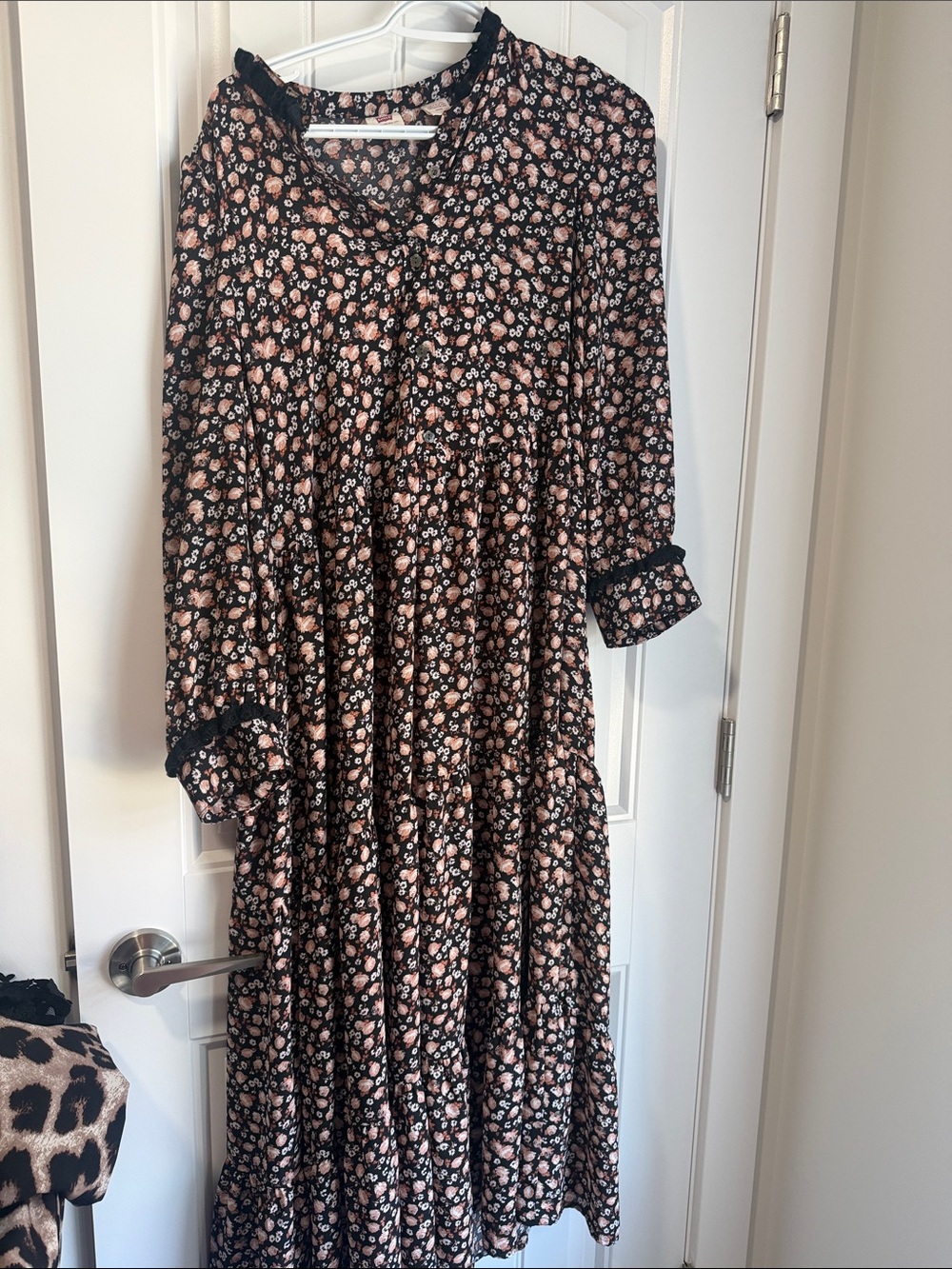 Levi's Black Maxi Dress with Pink Floral Print
